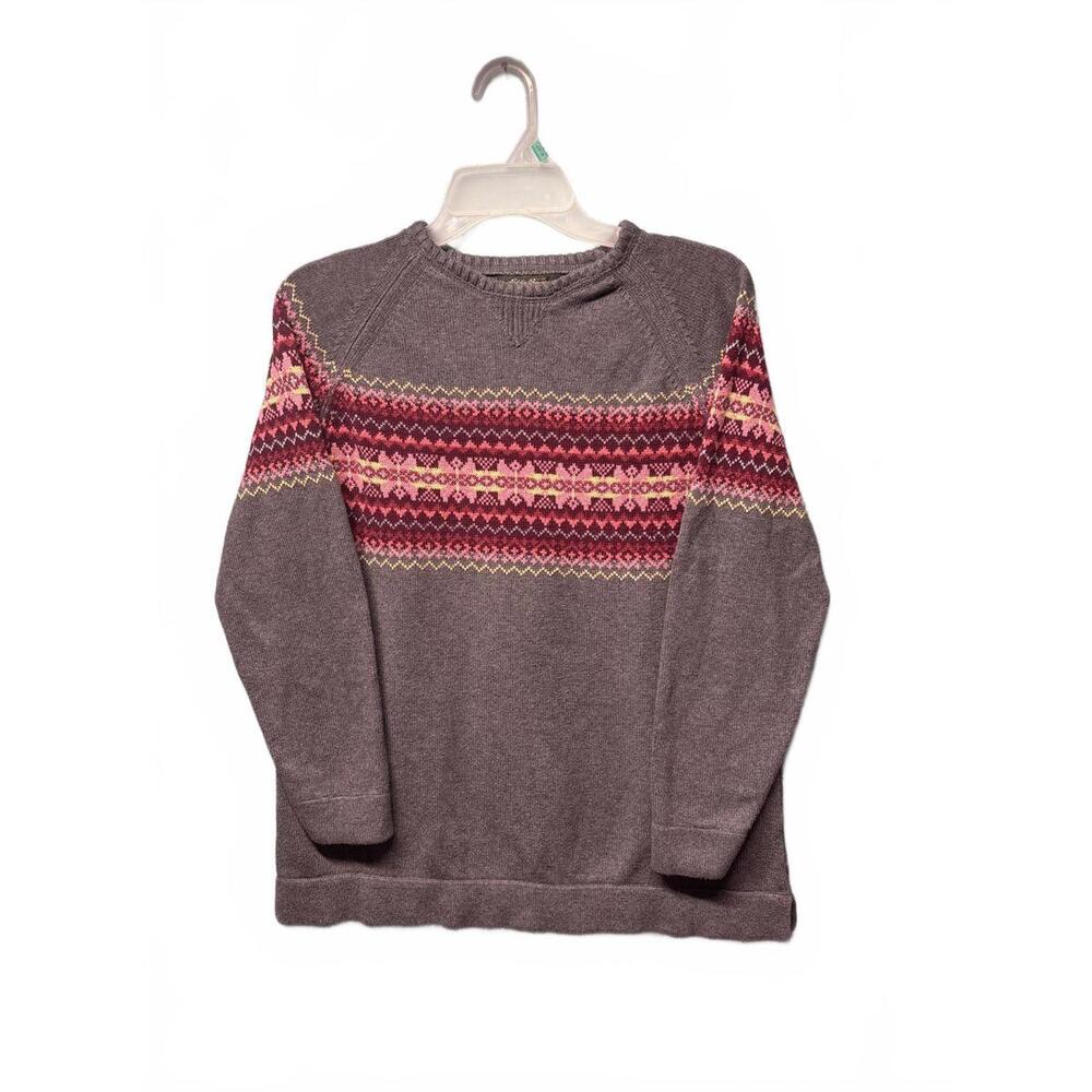 Vintage Eddie Bauer Cozy Fair Isle Gray Sweater - Size L